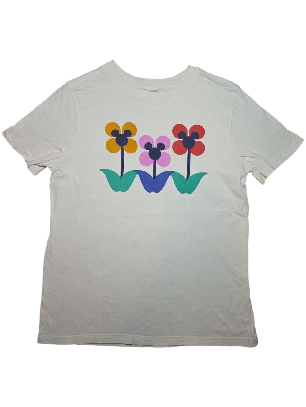Hanna Andersson Disney Cream Tee with Colorful Flower Trio - Size 10